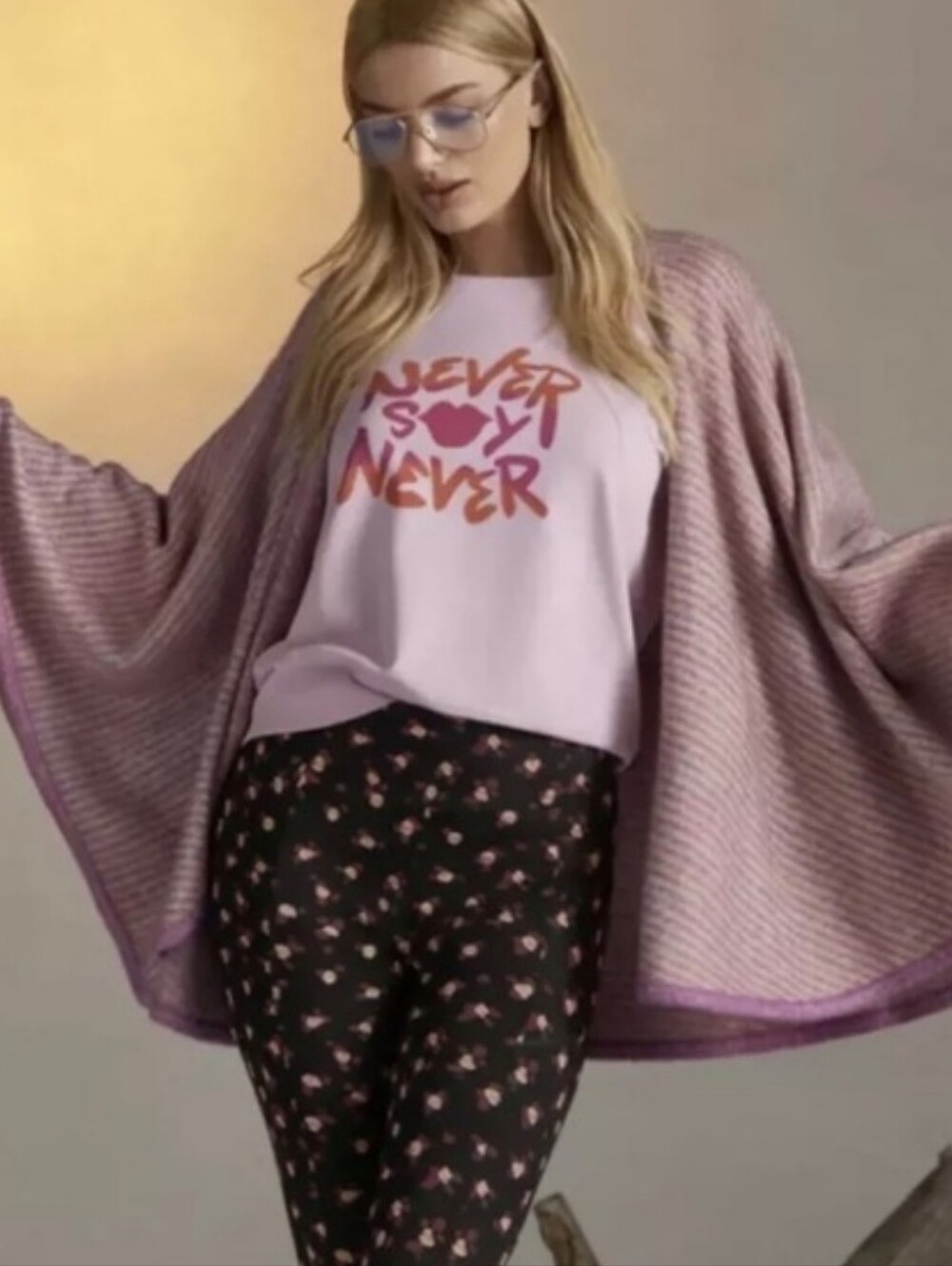 Cabi Style #4256 never say never Pink Graphic Sweatshirt Crewneck Pullover XL